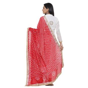 Red Silk Bandhej Dupatta 3