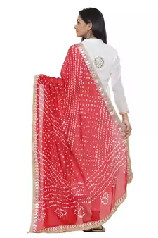 Red Silk Bandhej Dupatta