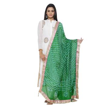 Green Silk Bandhej Dupatta 1