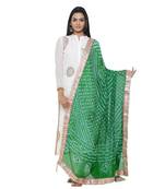 Green Silk Bandhej Dupatta