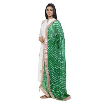 Green Silk Bandhej Dupatta 2