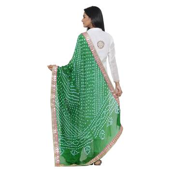 Green Silk Bandhej Dupatta 3
