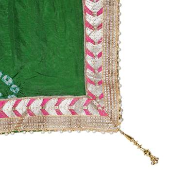 Green Silk Bandhej Dupatta 4