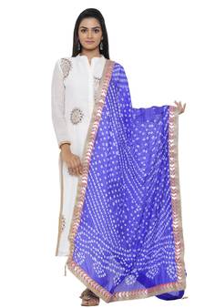 Blue Silk Bandhej Dupatta