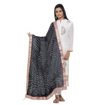 Black Silk Bandhej Dupatta 1