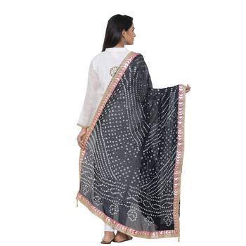 Black Silk Bandhej Dupatta 3