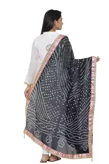 Black Silk Bandhej Dupatta