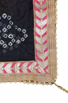 Black Silk Bandhej Dupatta
