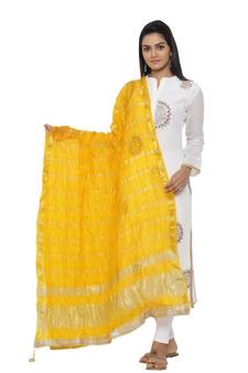 Yellow Silk Bandhej Dupatta