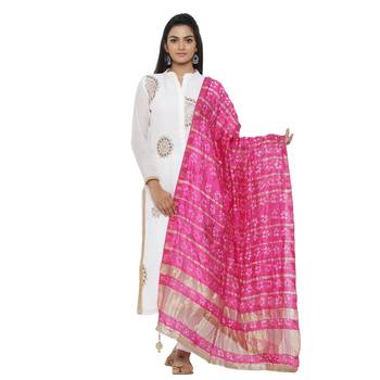 Pink Silk Bandhej Dupatta 1