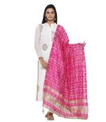 Pink Silk Bandhej Dupatta