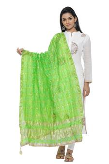 Green Silk Bandhej Dupatta