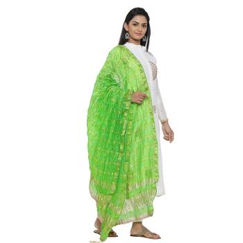 Green Silk Bandhej Dupatta 2