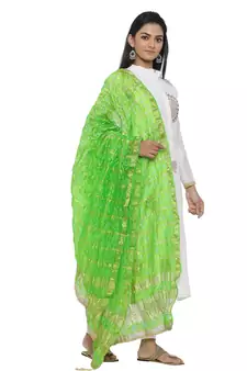 Green Silk Bandhej Dupatta