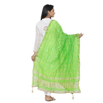 Green Silk Bandhej Dupatta 3