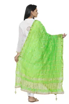 Green Silk Bandhej Dupatta
