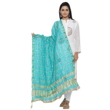 Blue Silk Bandhej Dupatta 1