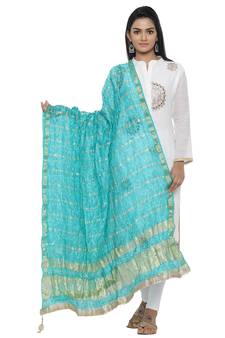 Blue Silk Bandhej Dupatta