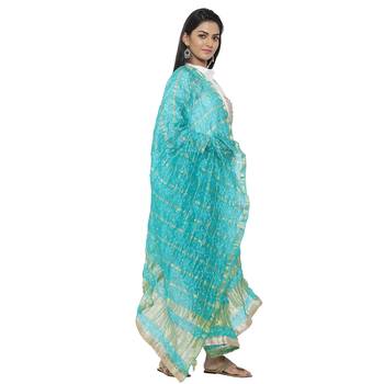 Blue Silk Bandhej Dupatta 2