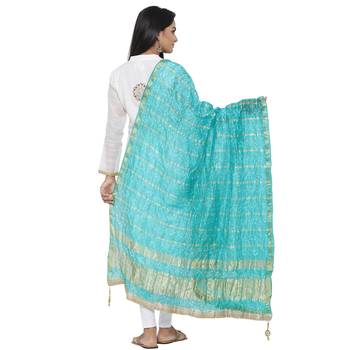 Blue Silk Bandhej Dupatta 3