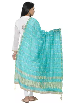 Blue Silk Bandhej Dupatta