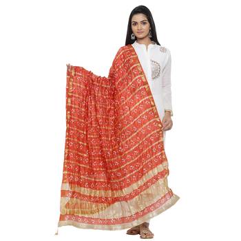 Red Silk Bandhej Dupatta 1
