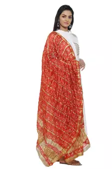 Red Silk Bandhej Dupatta