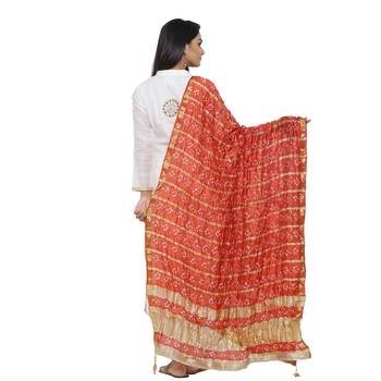 Red Silk Bandhej Dupatta 3
