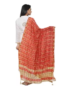 Red Silk Bandhej Dupatta