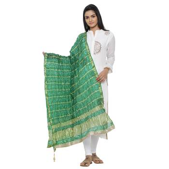 Green Silk Bandhej Dupatta 1