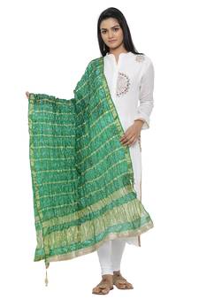Green Silk Bandhej Dupatta