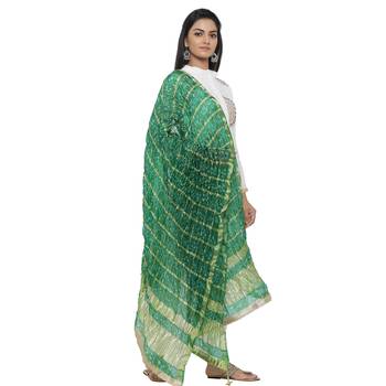 Green Silk Bandhej Dupatta 2