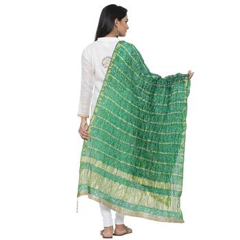 Green Silk Bandhej Dupatta 3