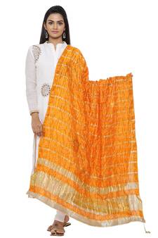 Orange Silk Bandhej Dupatta
