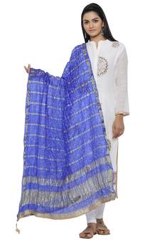 Blue Silk Bandhej Dupatta