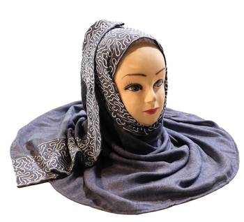 Casual Wear Rayon Soft Cotton Embroidery Dupatta Hijab Scarf For Women 1