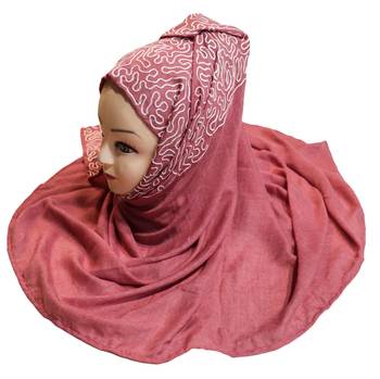 Occasion Wear Rayon Soft Cotton Embroidery Hijab Scarf Dupatta For Women 1