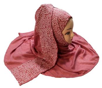 Occasion Wear Rayon Soft Cotton Embroidery Hijab Scarf Dupatta For Women 3