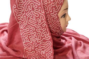 Occasion Wear Rayon Soft Cotton Embroidery Hijab Scarf Dupatta For Women 4