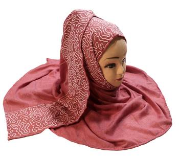 Occasion Wear Rayon Soft Cotton Embroidery Hijab Scarf Dupatta For Women 5