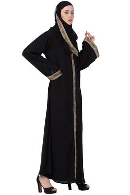 Front Open Designer Abaya With Embroidery 3