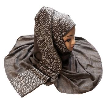 Rayon Soft Cotton Embroidery Scarf Dupatta Hijab For Women ( 1