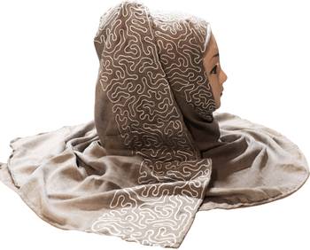 Olive Grey Color Rayon Soft Cotton Embroidery Hijab Scarf Dupatta For Women 2