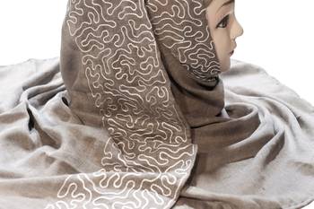 Olive Grey Color Rayon Soft Cotton Embroidery Hijab Scarf Dupatta For Women 5