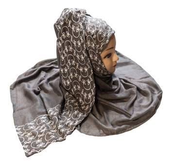 Rayon Soft Cotton Casual Wear Embroidery Hijab Scarf Dupatta For Women 1