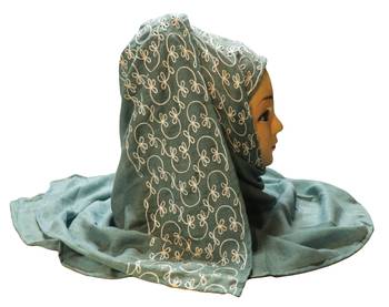 Rayon Soft Cotton Occasion Wear Embroidery Hijab Scarf Dupatta For Women 2