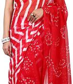 Bandhej Bandhani Half Lehariya Chiffon Saree Rajasthani Latest Design Dyed Work Sari for Women with Blouse Piece