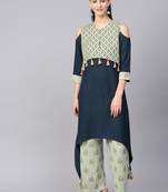 Green floral print rayon salwar
