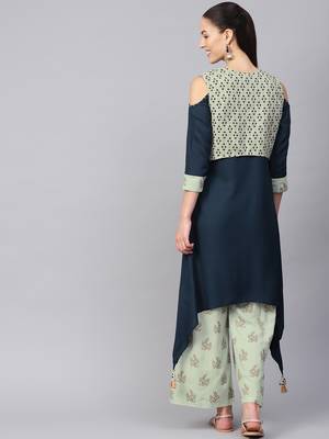 Green floral print rayon salwar 2