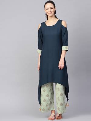 Green floral print rayon salwar 3